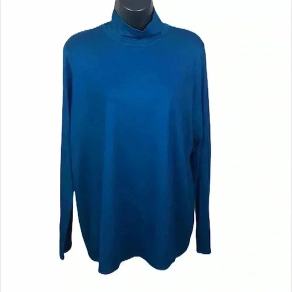 Eileen Fisher Mock Neck Jersey Top Size L—A5 - Picture 2 of 6